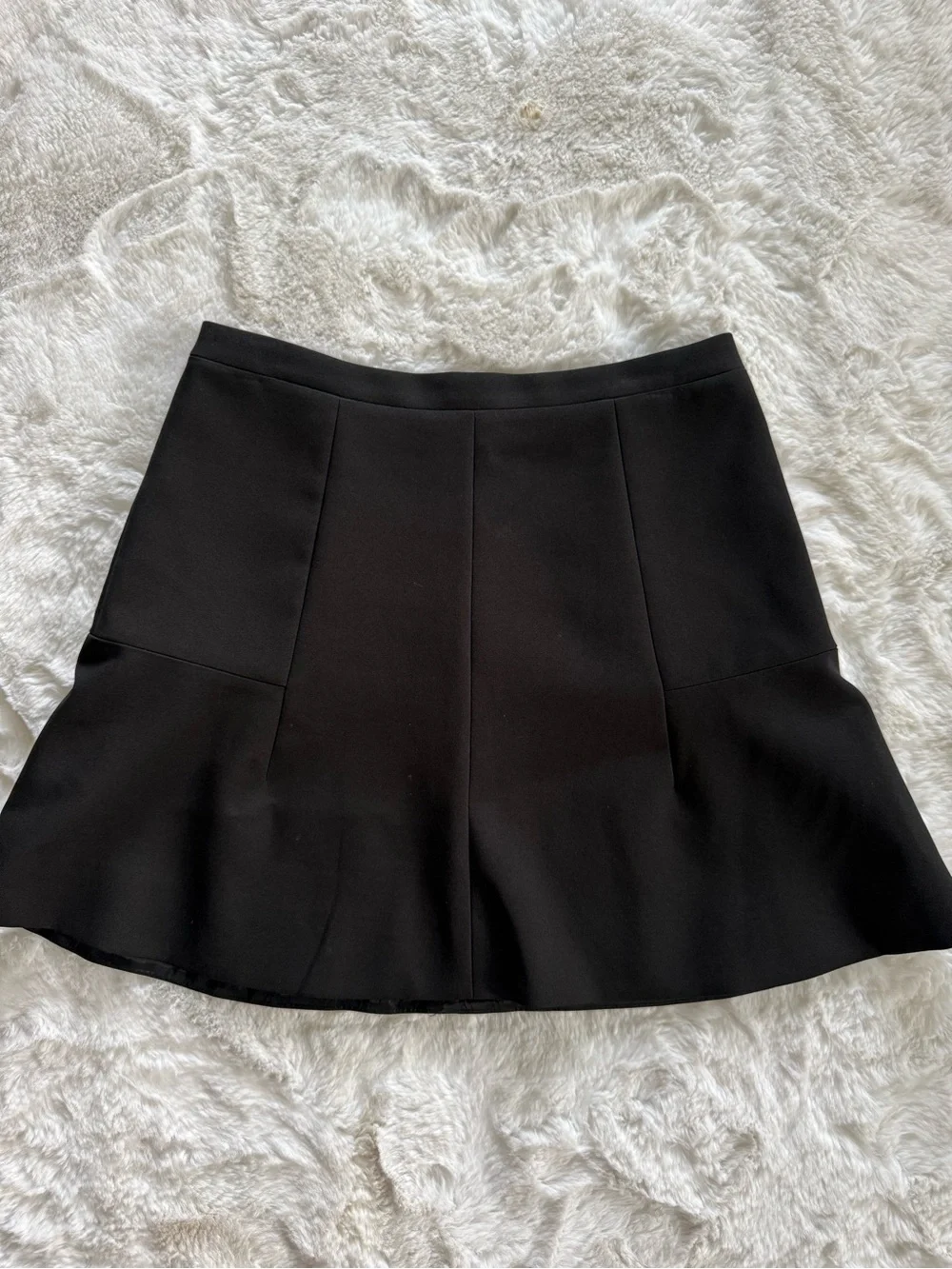 J. Crew Double Crepe Black Fluted Mini Skirt